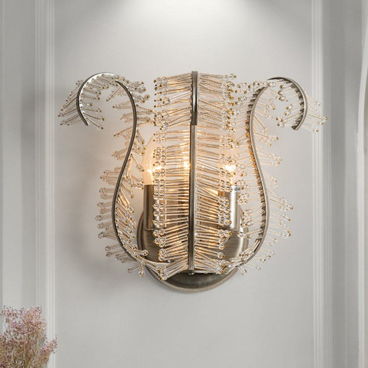 Applique murale contemporaine en verre créatif feuille de bananier cadre en fer à 3 lumières pour salon 