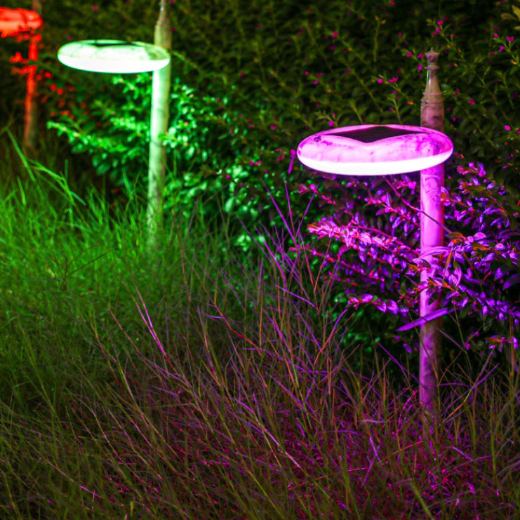 Éclairage extérieur de jardin LED rond étanche solaire traditionnel chinois en ABS 