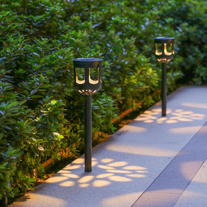 Éclairage paysager LED en cylindre creux ABS PMMA solaire étanche à la simplicité moderne pour jardin 