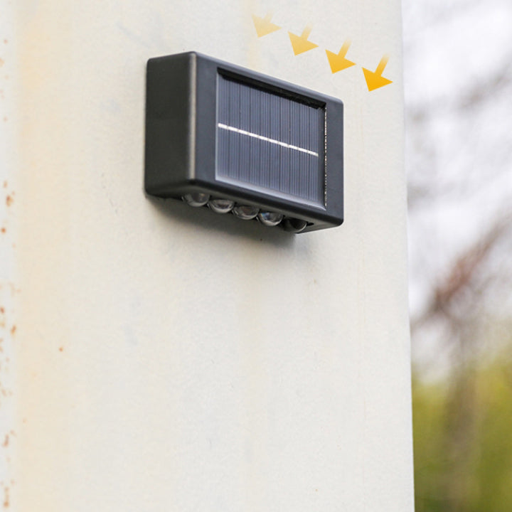 مصباح حائط LED مستطيل مقاوم للماء من ABS PVC بتصميم بسيط عصري للطاقة الشمسية للفناء الخارجي 