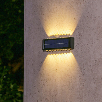 مصباح حائط LED مستطيل مقاوم للماء من ABS PVC بتصميم بسيط عصري للطاقة الشمسية للفناء الخارجي 
