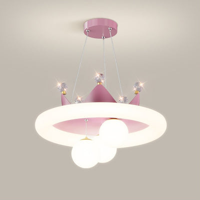 Lámpara de Araña LED con Pantalla Redonda PE de Cristal Creativo Contemporáneo para Dormitorio 