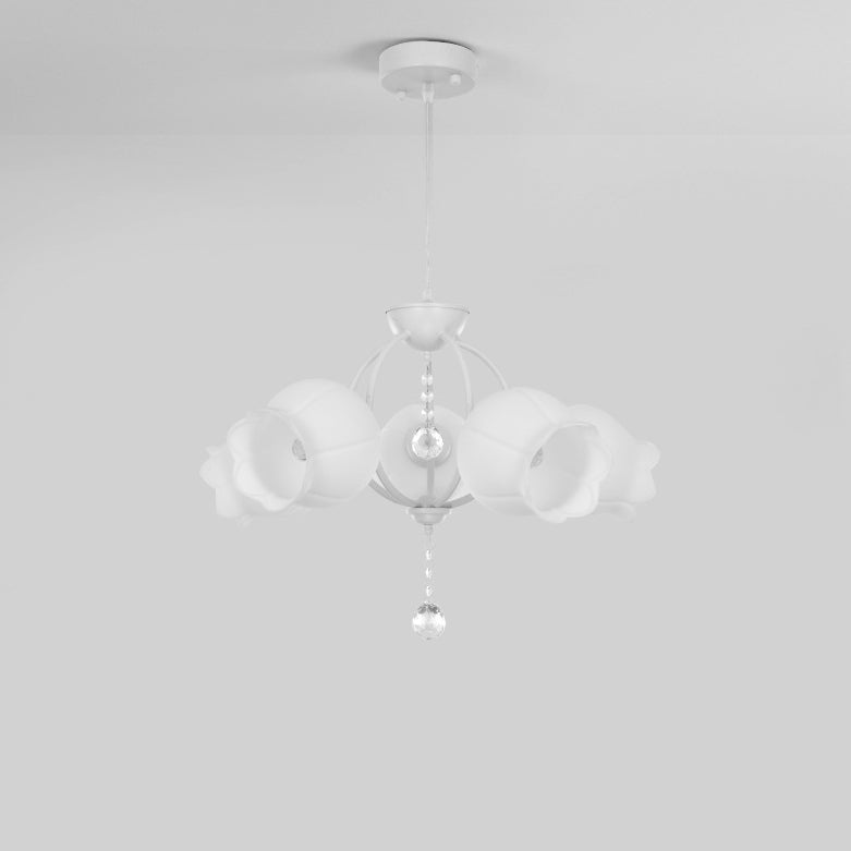 Modern Art Deco Crystal Glass Flower Shade 3/5-Light Chandelier For Living Room