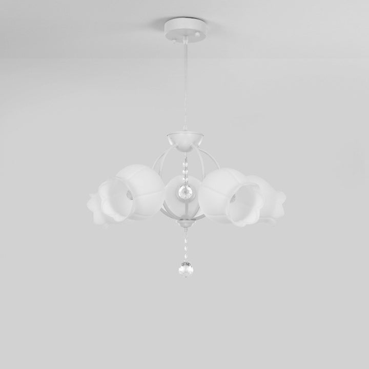 Modern Art Deco Crystal Glass Flower Shade 3/5-Light Chandelier For Living Room