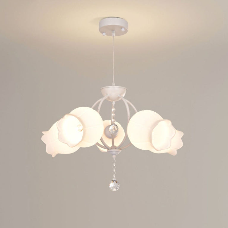 Modern Art Deco Crystal Glass Flower Shade 3/5-Light Chandelier For Living Room