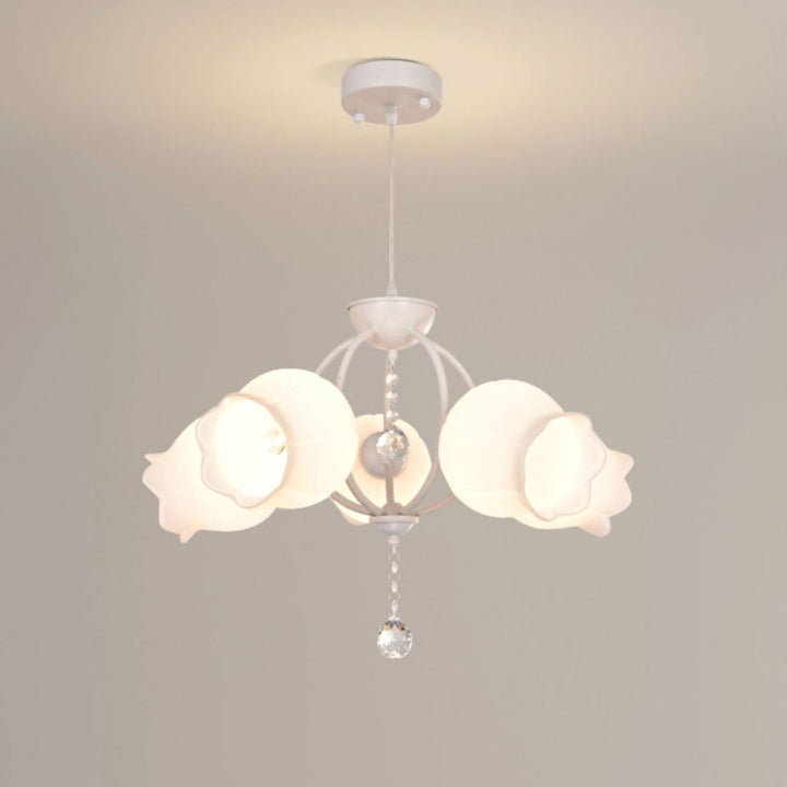 Modern Art Deco Crystal Glass Flower Shade 3/5-Light Chandelier For Living Room