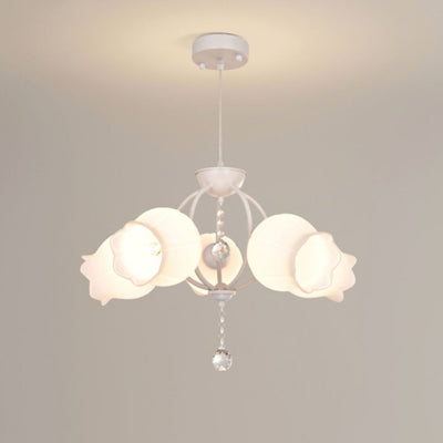 Moderner Art Deco Kristallglas Blumenschirm 3/5-flammiger Kronleuchter für Wohnzimmer 