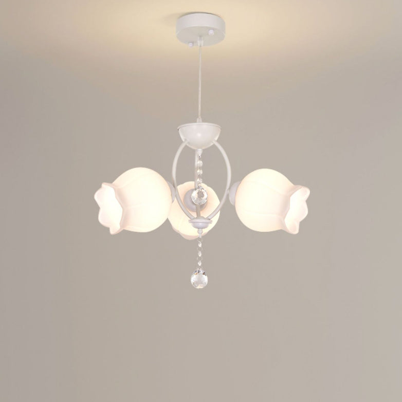 Modern Art Deco Crystal Glass Flower Shade 3/5-Light Chandelier For Living Room