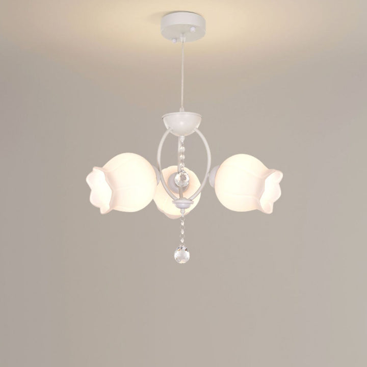 Modern Art Deco Crystal Glass Flower Shade 3/5-Light Chandelier For Living Room