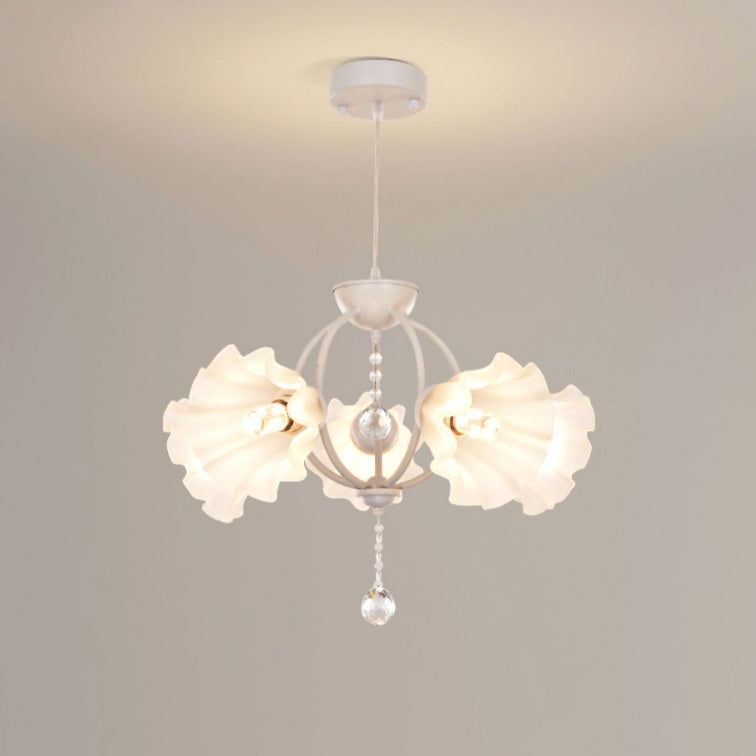 Modern Art Deco Crystal Glass Flower Shade 3/5-Light Chandelier For Living Room