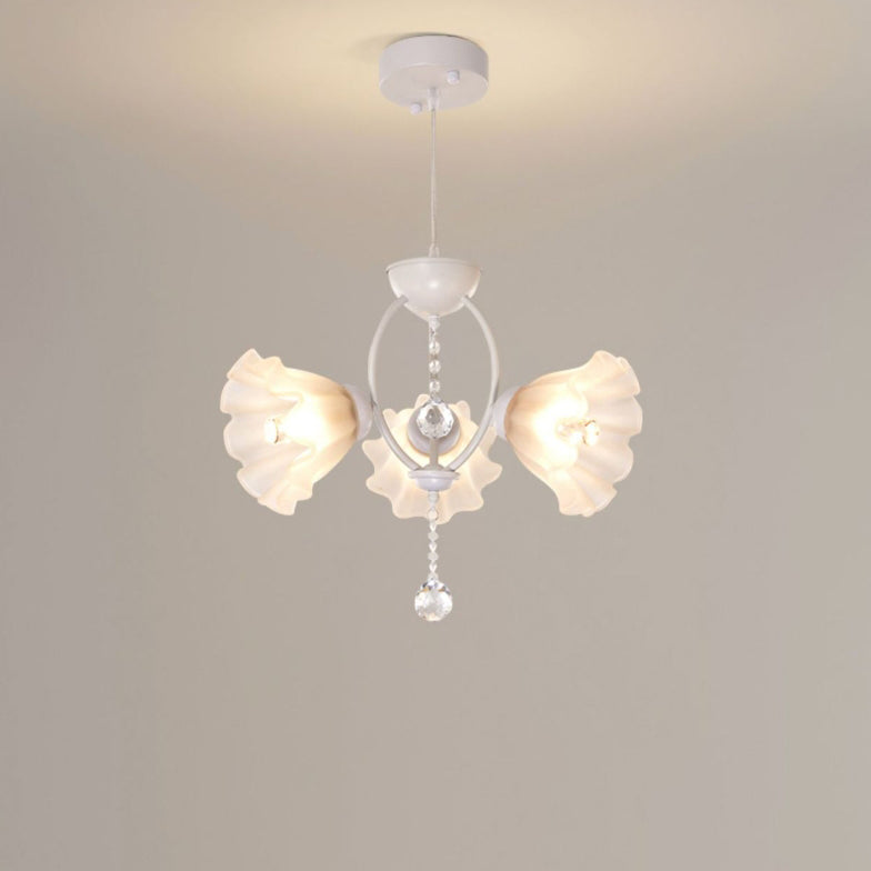 Modern Art Deco Crystal Glass Flower Shade 3/5-Light Chandelier For Living Room