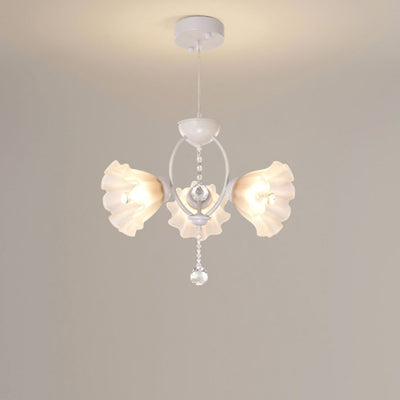Moderner Art Deco Kristallglas Blumenschirm 3/5-flammiger Kronleuchter für Wohnzimmer 