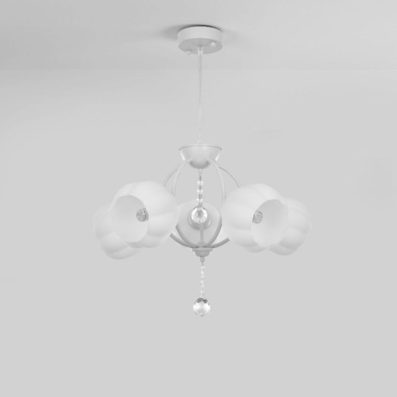 Modern Art Deco Crystal Glass Flower Shade 3/5-Light Chandelier For Living Room
