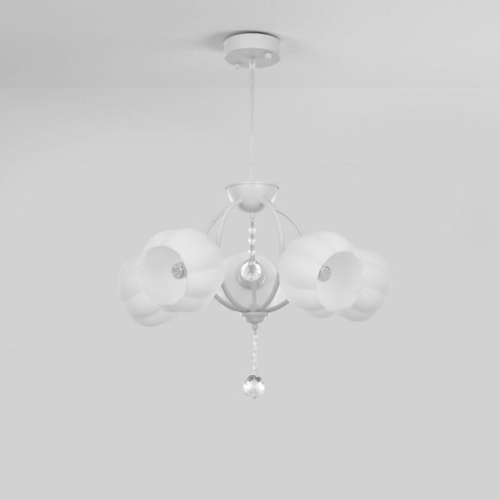 Modern Art Deco Crystal Glass Flower Shade 3/5-Light Chandelier For Living Room