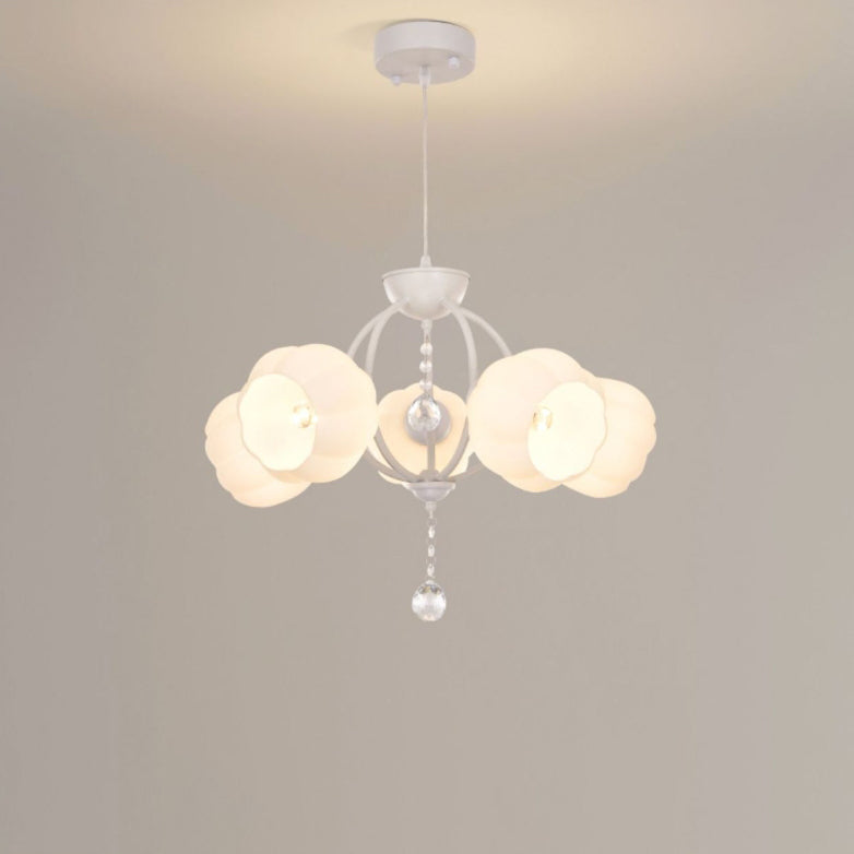 Modern Art Deco Crystal Glass Flower Shade 3/5-Light Chandelier For Living Room