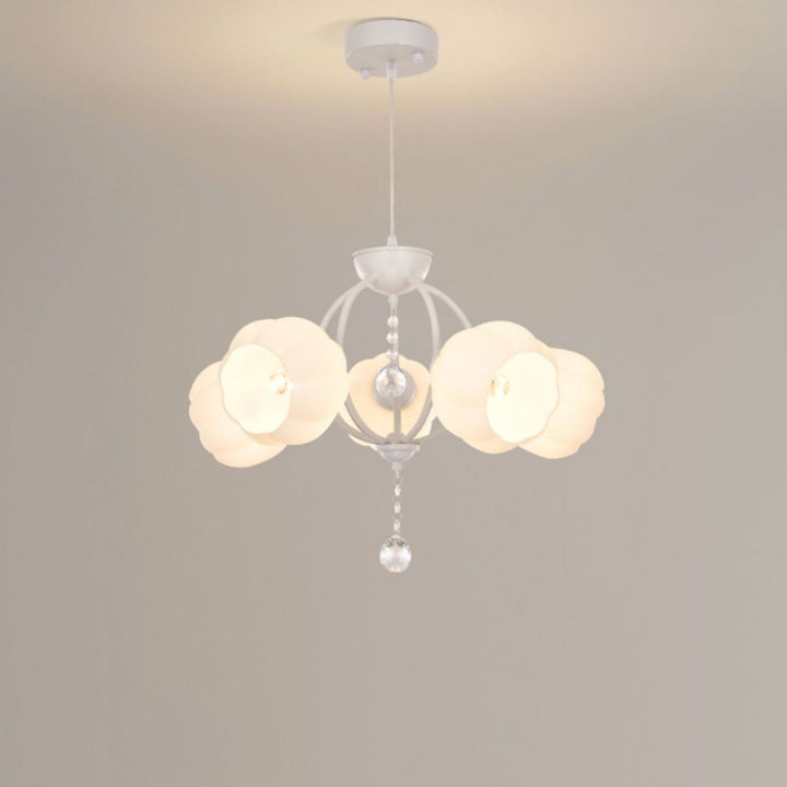 Modern Art Deco Crystal Glass Flower Shade 3/5-Light Chandelier For Living Room