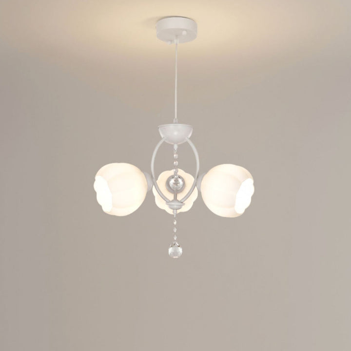 Modern Art Deco Crystal Glass Flower Shade 3/5-Light Chandelier For Living Room