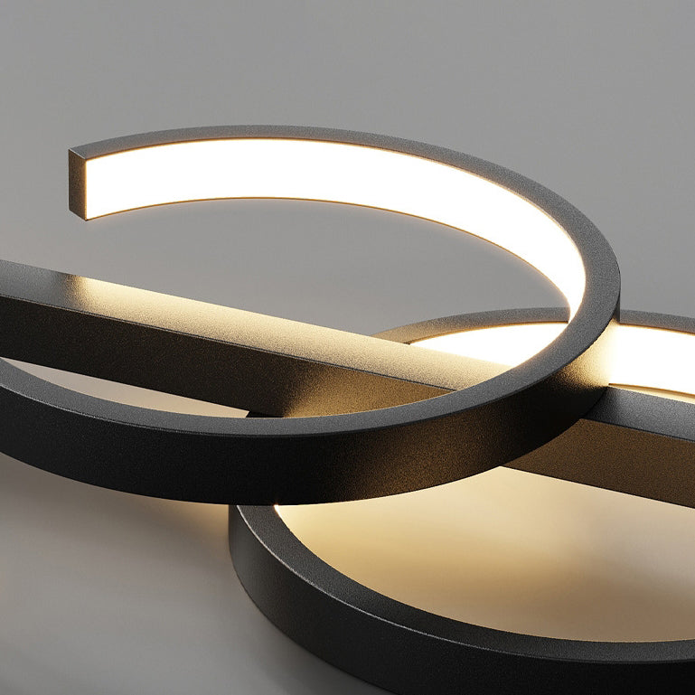 ثريات بإضاءة LED من الألومنيوم والحديد بتصميم شريط موجي حديث بسيط لغرفة الطعام 