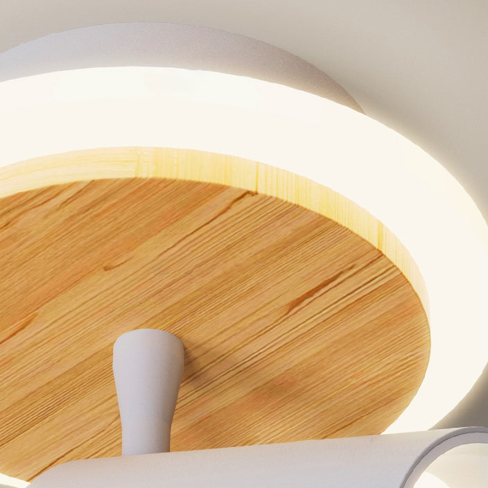 Lámpara Aplique de Pared LED de Madera Aluminio Redonda Minimalista Moderna para Dormitorio 