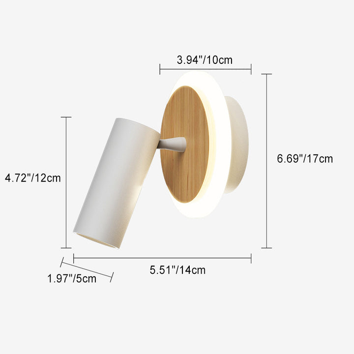 Lámpara Aplique de Pared LED de Madera Aluminio Redonda Minimalista Moderna para Dormitorio 