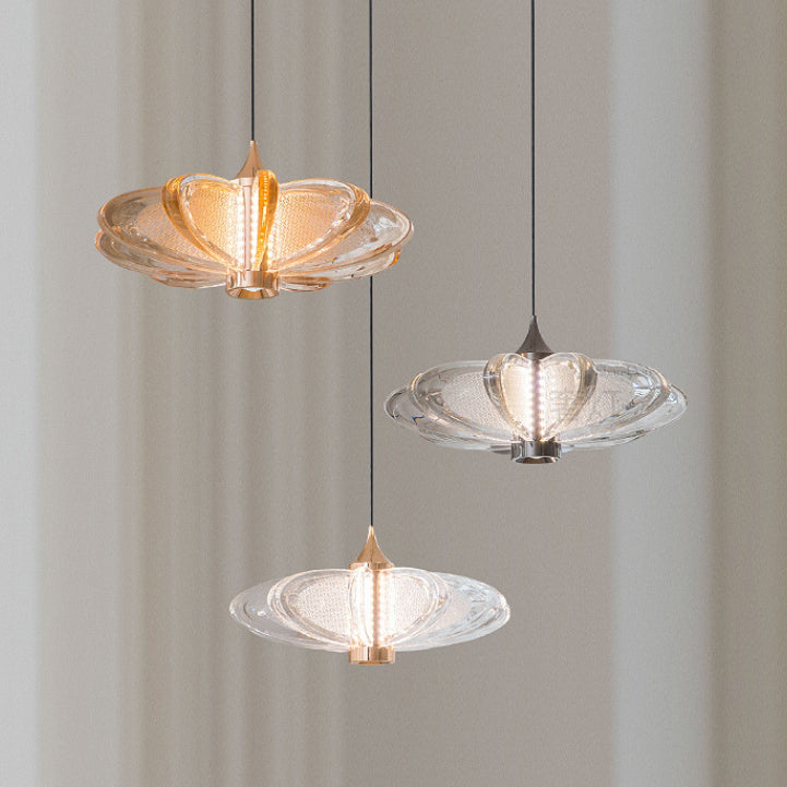 Moderna Minimalista Redonda Flor Pétalo Acero al Carbono Aluminio Acrílico LED Lámpara Colgante Para Dormitorio 