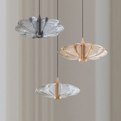Moderna Minimalista Redonda Flor Pétalo Acero al Carbono Aluminio Acrílico LED Lámpara Colgante Para Dormitorio 