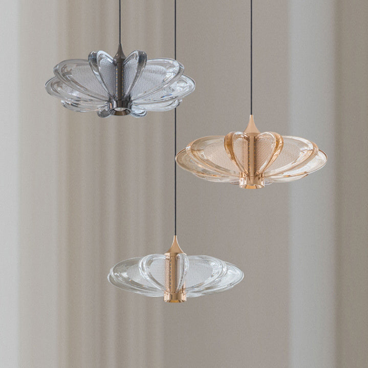 Moderna Minimalista Redonda Flor Pétalo Acero al Carbono Aluminio Acrílico LED Lámpara Colgante Para Dormitorio 