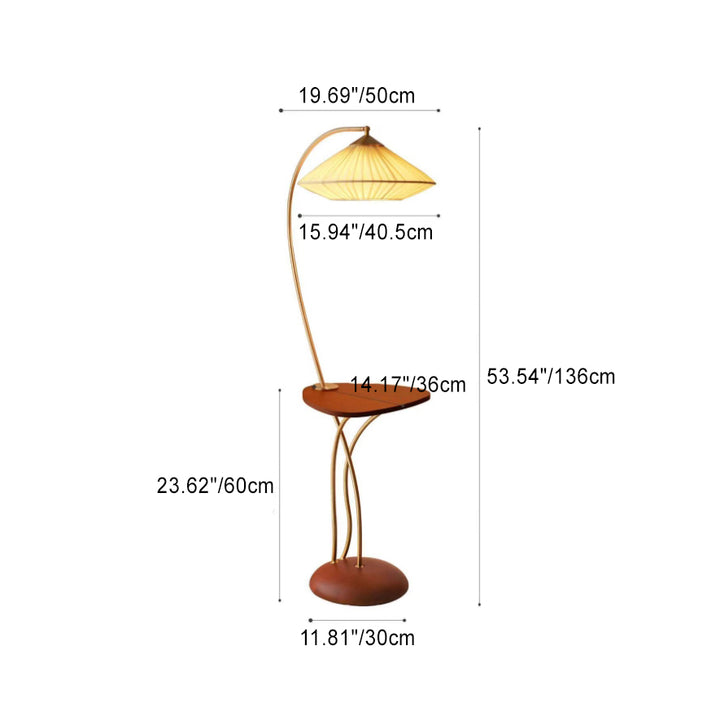 Traditional Vintage Round Cone Table Fabric Iron 1-Light Standing Floor Lamp For Bedroom