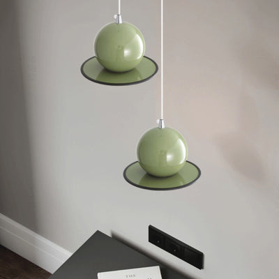 Lustre suspendu contemporain créatif rond en fer avec LED pour salon 