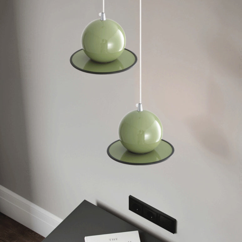 Lustre suspendu contemporain créatif rond en fer avec LED pour salon 