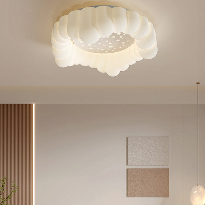 Zeitgenössische nordische Wolken-Stern-runde Eisen-ABS LED-Unterputz-Deckenleuchte für Schlafzimmer 