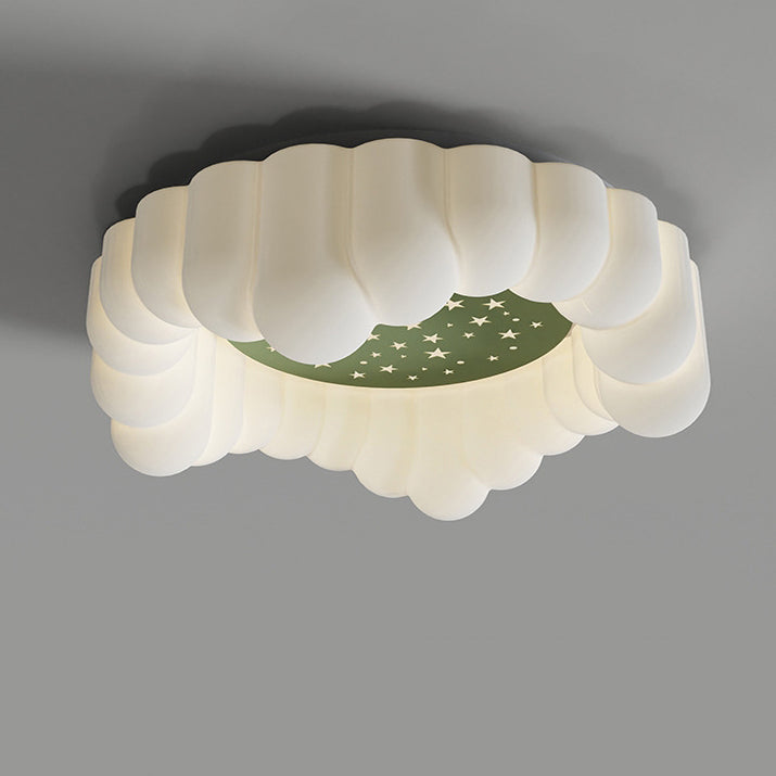 Zeitgenössische nordische Wolken-Stern-runde Eisen-ABS LED-Unterputz-Deckenleuchte für Schlafzimmer 
