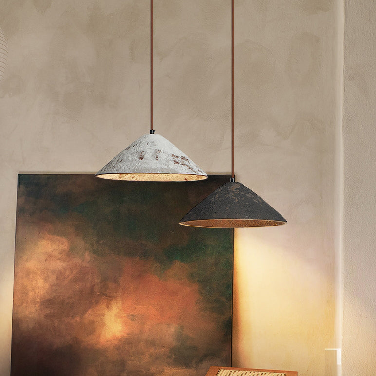Suspension luminaire à 1 lumière avec abat-jour conique en céramique fait main et vintage traditionnel pour salle à manger 