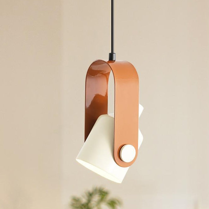 Zeitgenössische nordische cremefarbene Eisen-Hardware, runde, verstellbare 1-flammige Pendelleuchte für Wohnzimmer 