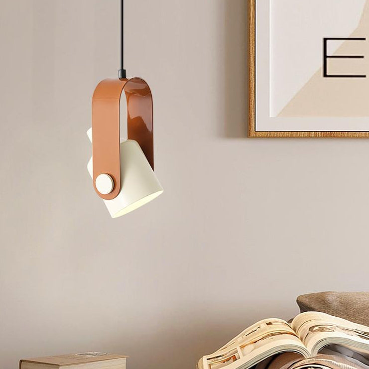 Zeitgenössische nordische cremefarbene Eisen-Hardware, runde, verstellbare 1-flammige Pendelleuchte für Wohnzimmer 
