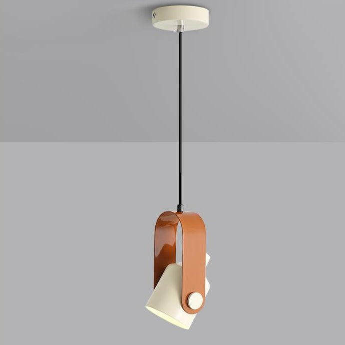 Zeitgenössische nordische cremefarbene Eisen-Hardware, runde, verstellbare 1-flammige Pendelleuchte für Wohnzimmer 