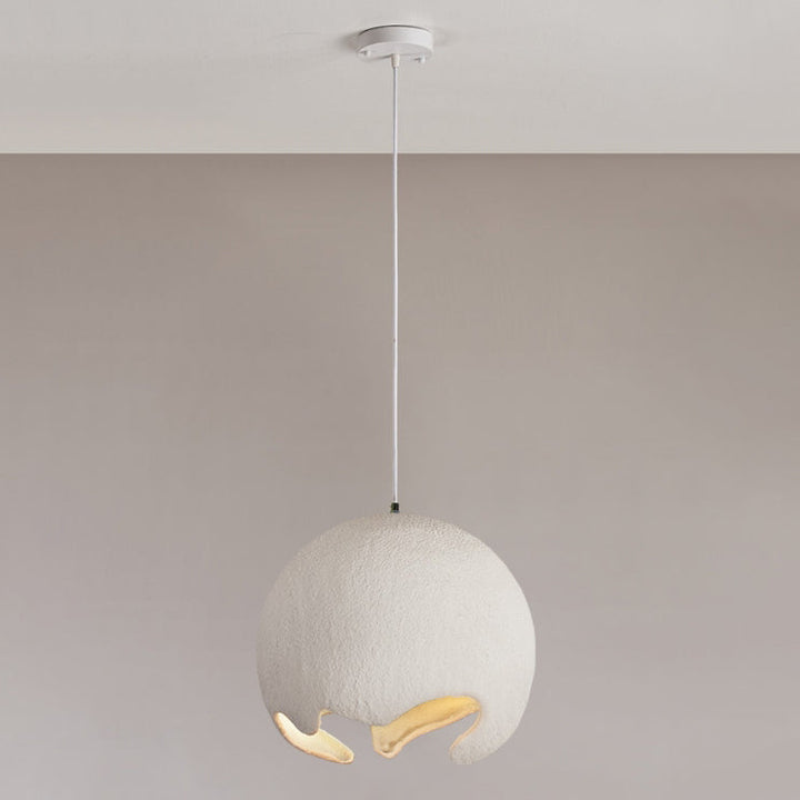 Diseño de cáscara de huevo agrietada de resina de hierro japonés tradicional lámpara colgante de 1 luz para comedor 