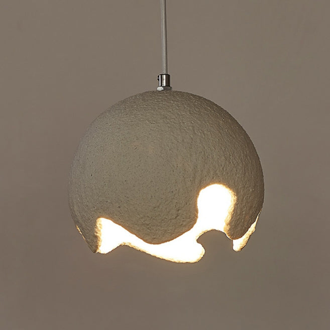Diseño de cáscara de huevo agrietada de resina de hierro japonés tradicional lámpara colgante de 1 luz para comedor 
