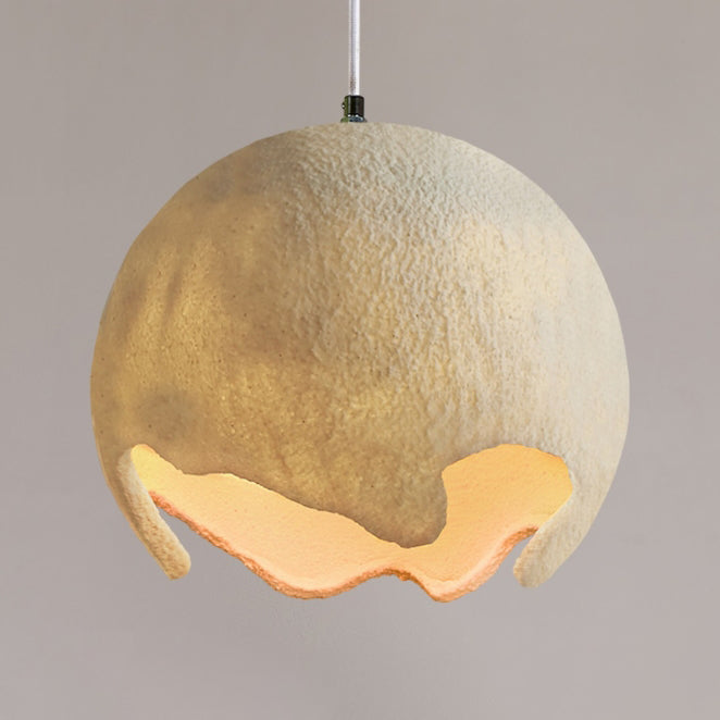 Diseño de cáscara de huevo agrietada de resina de hierro japonés tradicional lámpara colgante de 1 luz para comedor 