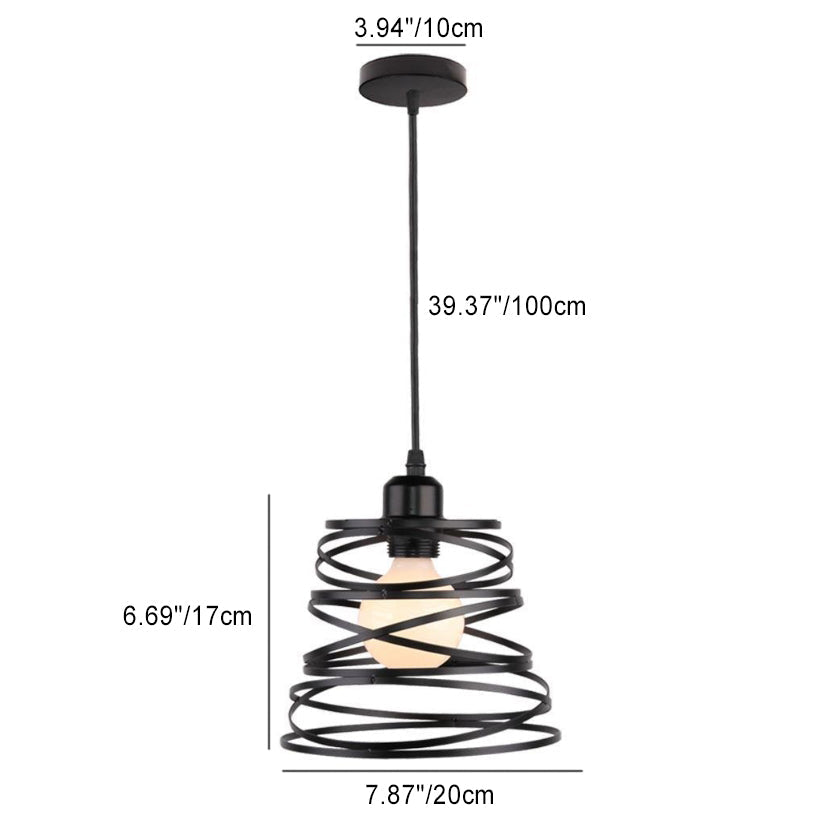 Lámpara colgante de 1 luz de hierro redondo de primavera de simplicidad moderna para sala de estar 