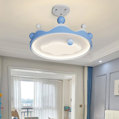 Zeitgenössische kreative Kinder Krone Eisen Kunststoff LED Semi-Flush Mount Deckenleuchte für Schlafzimmer 