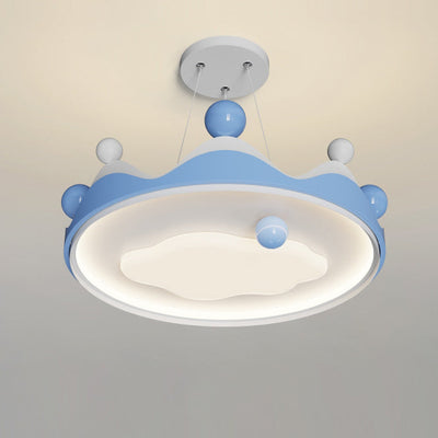 Zeitgenössische kreative Kinder Krone Eisen Kunststoff LED Semi-Flush Mount Deckenleuchte für Schlafzimmer 