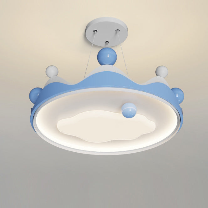 Zeitgenössische kreative Kinder Krone Eisen Kunststoff LED Semi-Flush Mount Deckenleuchte für Schlafzimmer 