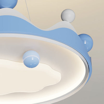 Zeitgenössische kreative Kinder Krone Eisen Kunststoff LED Semi-Flush Mount Deckenleuchte für Schlafzimmer 