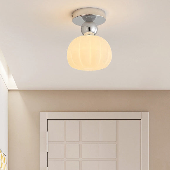 Moderno Minimalista Redondo Calabaza Orbe Hierro Acrílico 1-Luz Montaje Semi-empotrado Luz de Techo Para Pasillo 