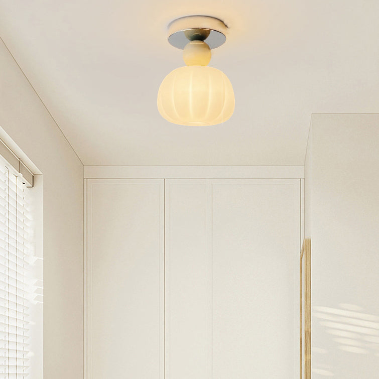 Moderno Minimalista Redondo Calabaza Orbe Hierro Acrílico 1-Luz Montaje Semi-empotrado Luz de Techo Para Pasillo 