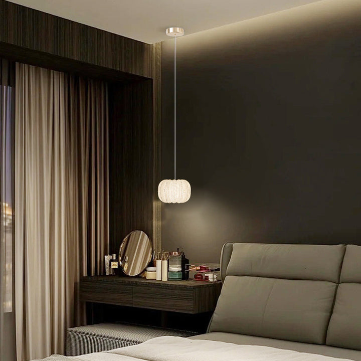 Lustre à LED en acrylique avec matériel citrouille ronde créative contemporaine pour chambre 