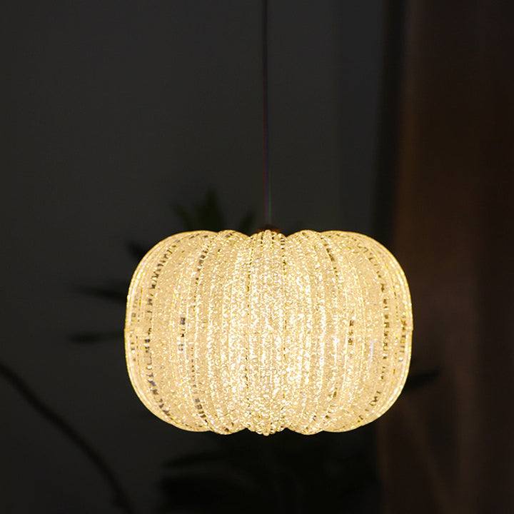 Lustre à LED en acrylique avec matériel citrouille ronde créative contemporaine pour chambre 
