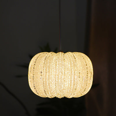 Zeitgenössische kreative runde Kürbis-Hardware-Acryl-LED-Pendelleuchte für Schlafzimmer 