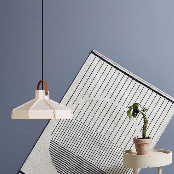 Lustre suspendu contemporain industriel rond cylindrique trapézoïdal en fer à 1 lumière pour salon 